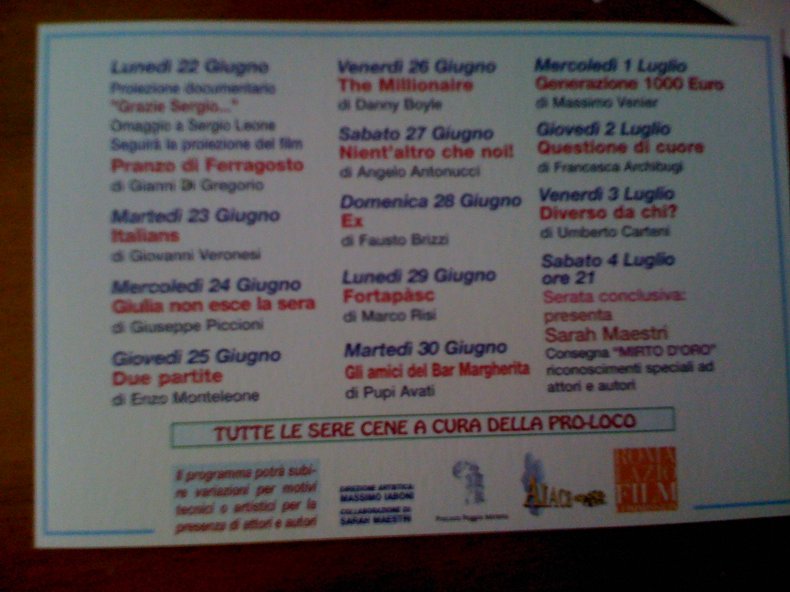 Il programma dell'edizione 2009 della rassegna Grande Cinema Italiano 2009 di Poggio Mirteto